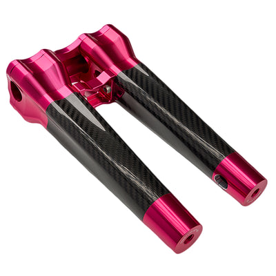 SuperGear Performance 10 Inch Straight Handlebar Riser for Harley Davidson 1" Bars - Wildblossom Pink Carbon Fiber CNC Billet
