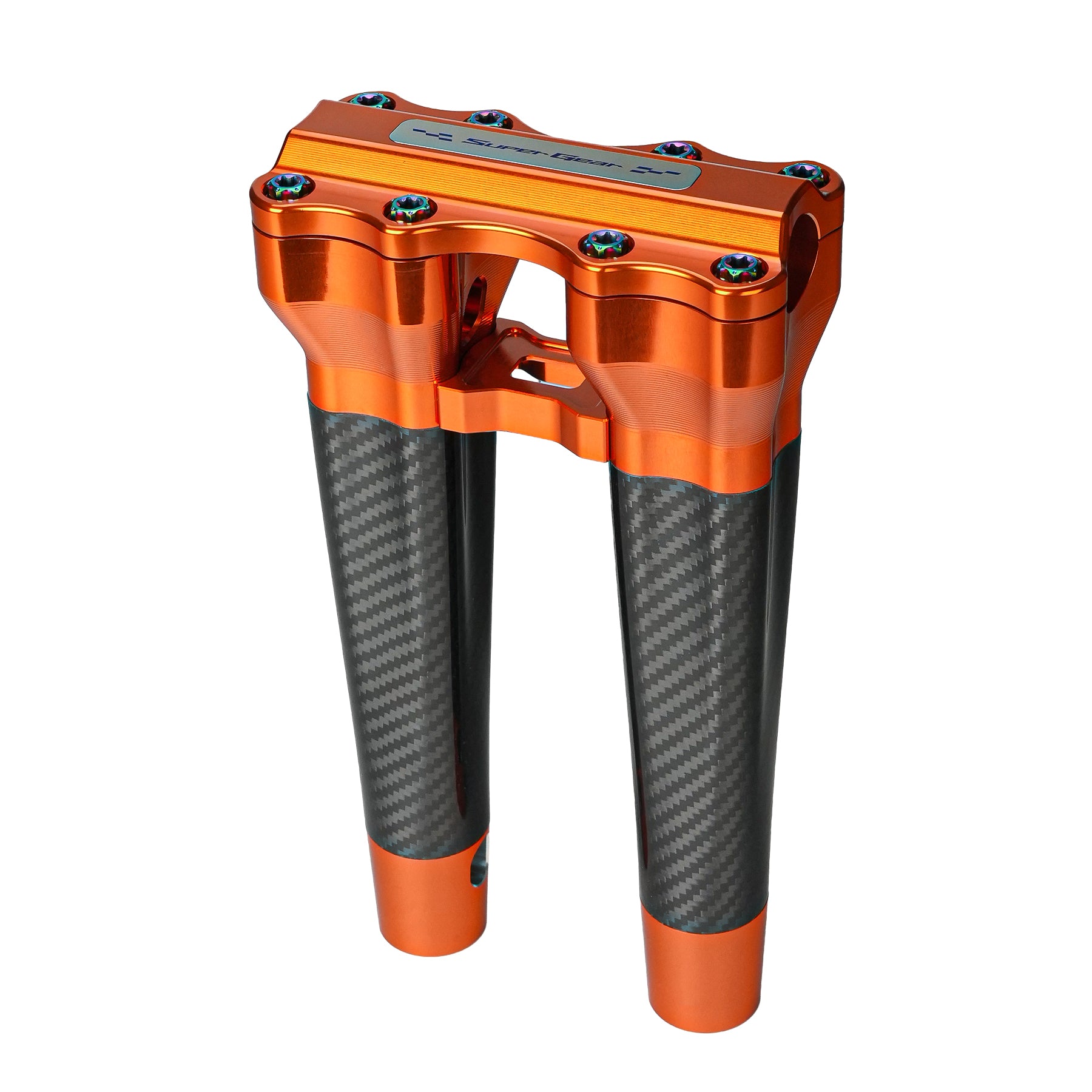 RF7 10-inch straight carbon fiber riser for Harley-Davidson 1-inch handlebars, gulf orange finish