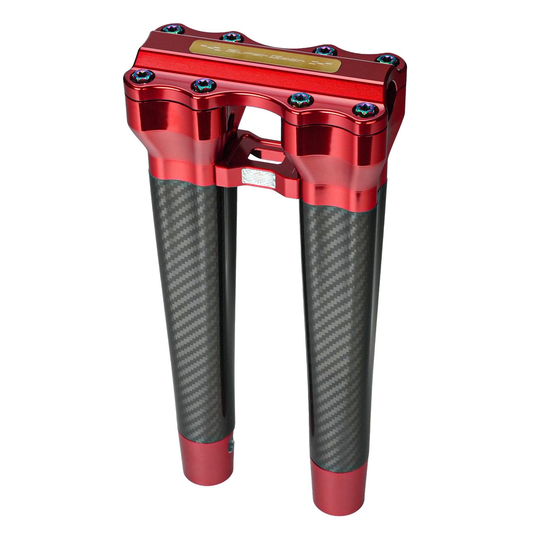 RF7 12-inch straight carbon fiber riser for Harley-Davidson 1-inch handlebars, daytona red finish