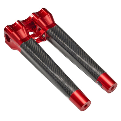 SuperGear Performance 12 Inch Straight Handlebar Riser for Harley Davidson 1" Bars - Daytona Red Carbon Fiber CNC Billet