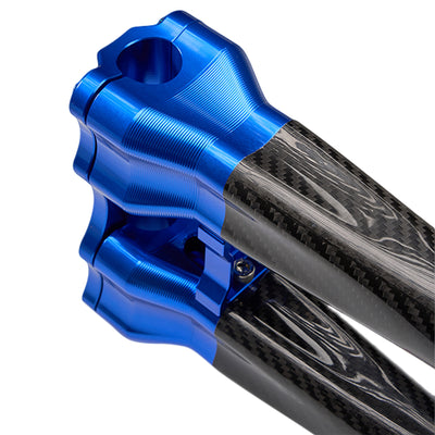 SuperGear Performance 12 Inch Straight Handlebar Riser for Harley Davidson 1" Bars - Deep Current Blue Carbon Fiber CNC Billet