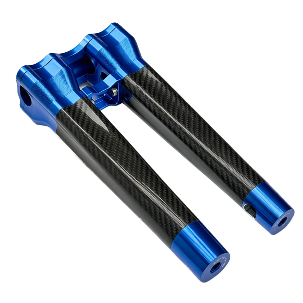 SuperGear Performance 12 Inch Straight Handlebar Riser for Harley Davidson 1" Bars - Deep Current Blue Carbon Fiber CNC Billet