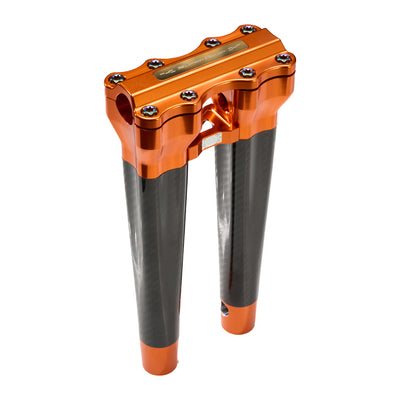 SuperGear Performance 12 Inch Straight Handlebar Riser for Harley Davidson 1" Bars - Gulf Orange Carbon Fiber CNC Billet