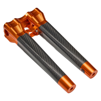 SuperGear Performance 12 Inch Straight Handlebar Riser for Harley Davidson 1" Bars - Gulf Orange Carbon Fiber CNC Billet