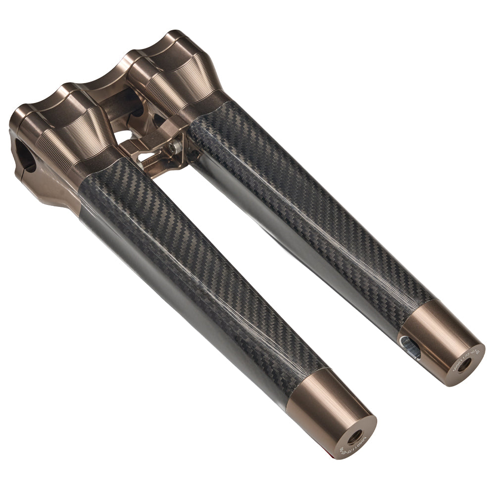 SuperGear Performance 12 Inch Straight Handlebar Riser for Harley Davidson 1" Bars - Titanium Gold Carbon Fiber CNC Billet