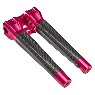 SuperGear Performance 12 Inch Straight Handlebar Riser for Harley Davidson 1" Bars - Wildblossom Pink Carbon Fiber CNC Billet