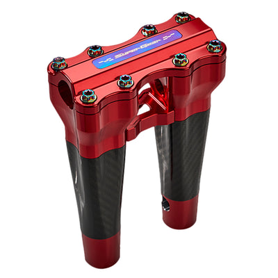 SuperGear Performance 8 Inch Straight Handlebar Riser for Harley Davidson 1" Bars - Daytona Red Carbon Fiber CNC Billet