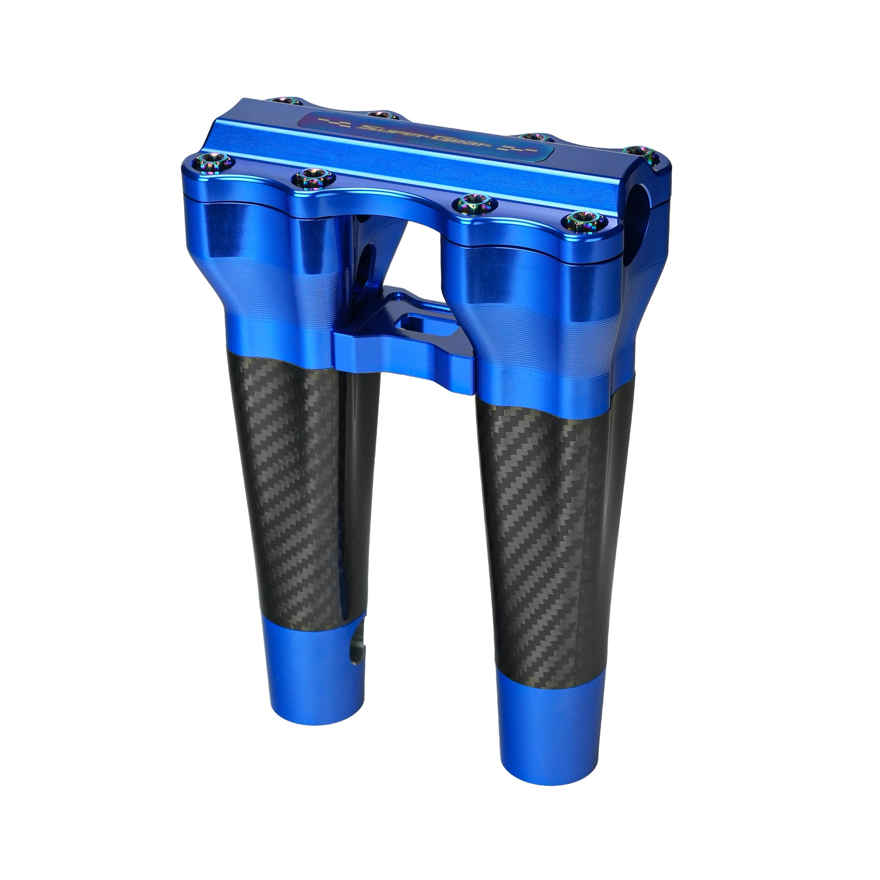 RF7 8-inch straight carbon fiber riser for Harley-Davidson 1-inch handlebars, deep current blue finish