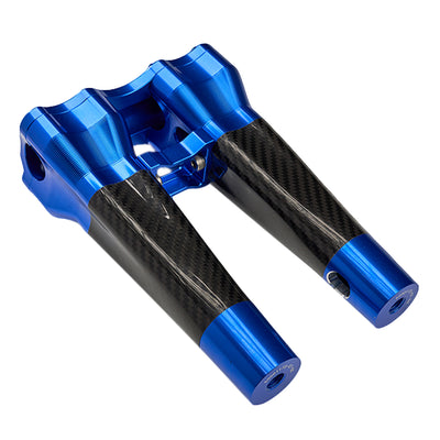 SuperGear Performance 8 Inch Straight Handlebar Riser for Harley Davidson 1" Bars - Deep Current Blue Carbon Fiber CNC Billet