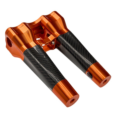 SuperGear Performance 8 Inch Straight Handlebar Riser for Harley Davidson 1" Bars - Gulf Orange Carbon Fiber CNC Billet