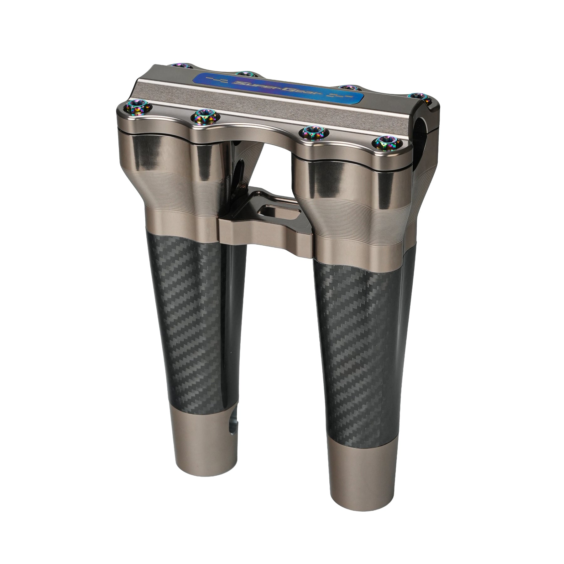 RF7 8-inch straight carbon fiber riser for Harley-Davidson 1-inch handlebars, titanium gold finish