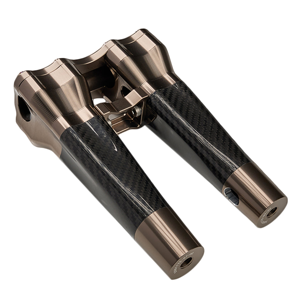 SuperGear Performance 8 Inch Straight Handlebar Riser for Harley Davidson 1" Bars - Titanium Gold Carbon Fiber CNC Billet