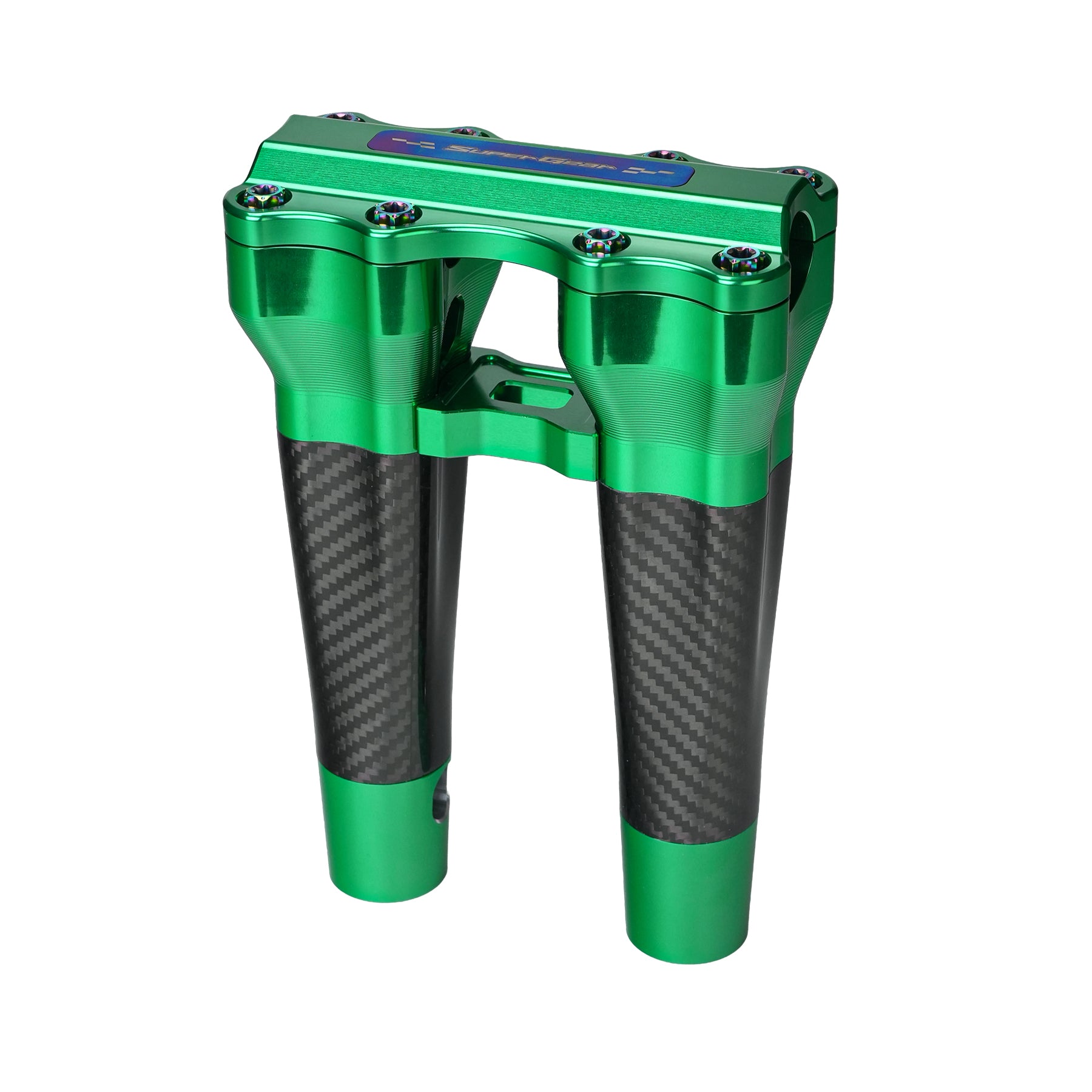 RF7 8-inch straight carbon fiber riser for Harley-Davidson 1-inch handlebars, viper green finish