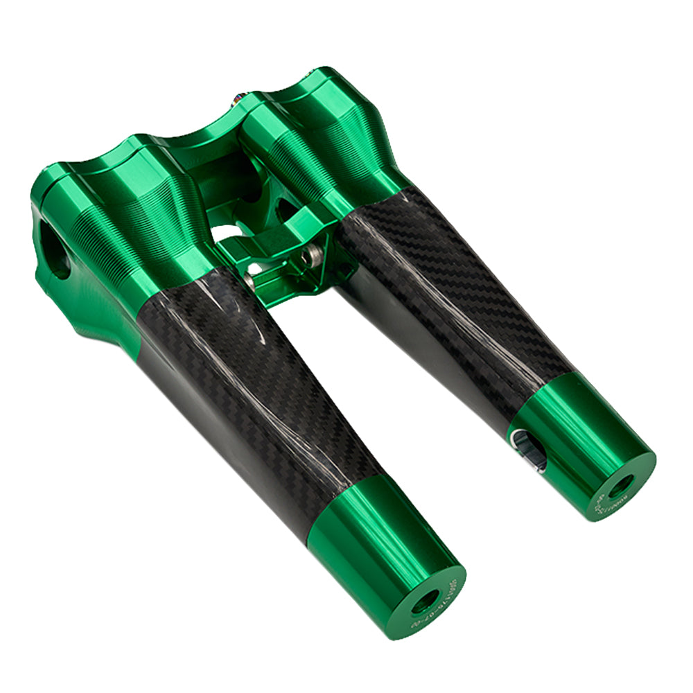 SuperGear Performance 8 Inch Straight Handlebar Riser for Harley Davidson 1" Bars - Viper Green Carbon Fiber CNC Billet