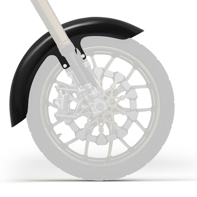 Carbon fiber long front fender for 19-inch and 21-inch wheels, glossy finish