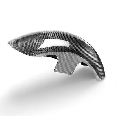 Carbon fiber short front fender for 19-inch and 21-inch wheels, glossy finish